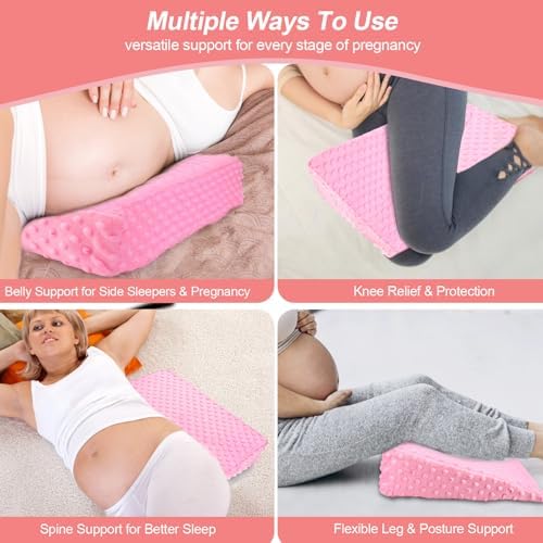 BiKontrun Pregnancy Wedge Pillow with Pink Cover