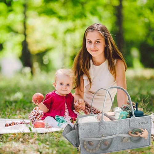 KAKKOII Baby Diaper Caddy with Handle and Pockets