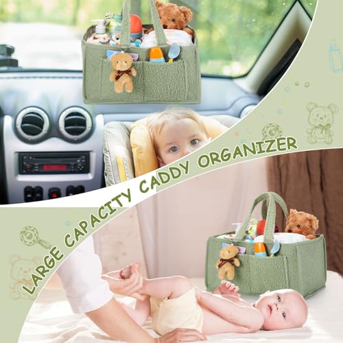 Teenyyou 2 Pcs Baby Diaper Caddy with Handle and Doll Ornament