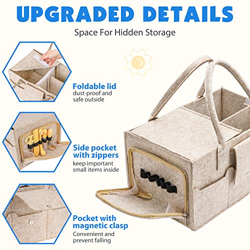 Maliton Baby Diaper Caddy Organizer with Handles and Lid
