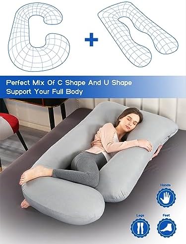 Wndys Dream Cooling Pregnancy Pillow for Full Body Support Grey