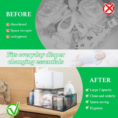 Nanyezh Acrylic Diaper Caddy with 4 Compartments