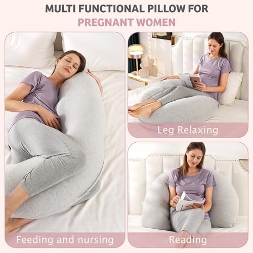Zomee J-Shaped Pregnancy Pillow for Side Sleep and Nursing Support