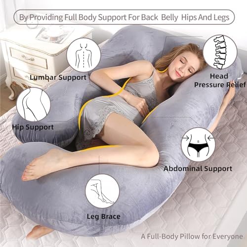 60 Inch Full Body Pregnancy Pillow with Cooling Washable Cover