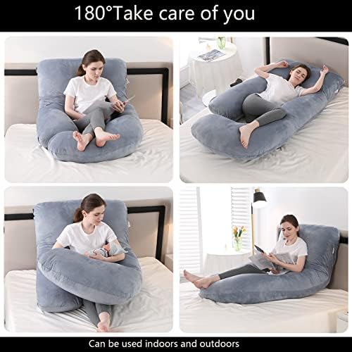 Jcickt C-Shaped Pregnancy Pillow with Velvet Cover