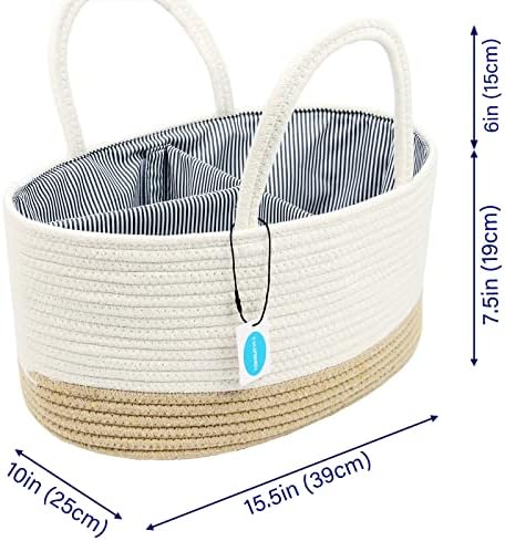 Casaphoria Woven Cotton Rope Caddy with Removable Inserts