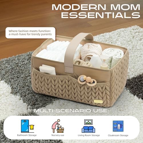 LUKJOJO Baby Diaper Caddy Organizer Beige
