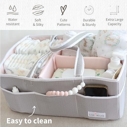 Lily Miles Extra Large Diaper Caddy Organizer - Boys and Girls Gift