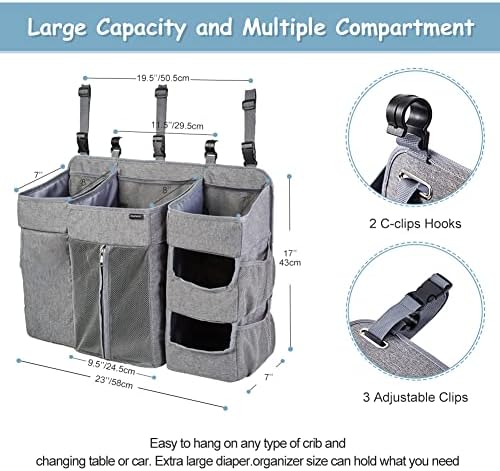 Clearworld Hanging Diaper Caddy Organizer Gray
