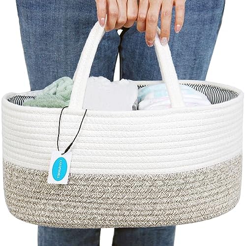 Casaphoria Cotton Rope Woven Caddy Basket with Handle
