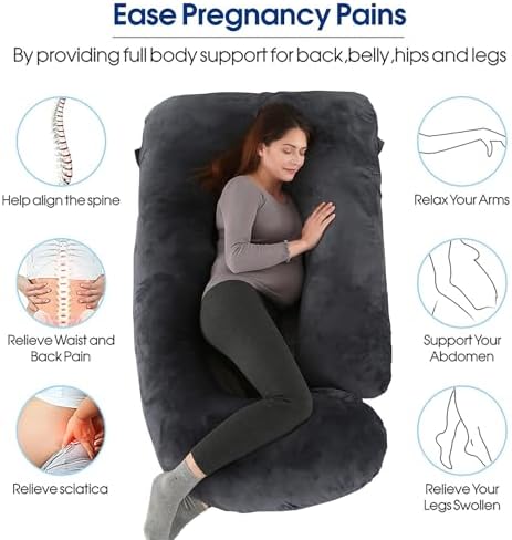 Cauzyart U-Shape Pregnancy Pillow with Washable Cover
