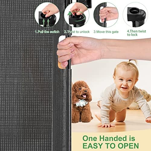 MYPIN Retractable Baby Gate 33 Tall 71 Wide Black