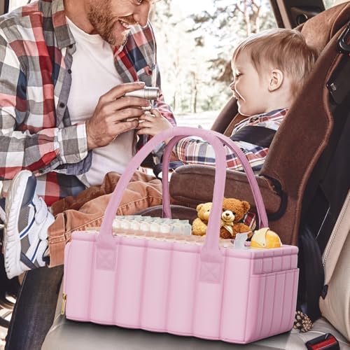 Clever Pink Baby Diaper Caddy Organizer Storage Basket