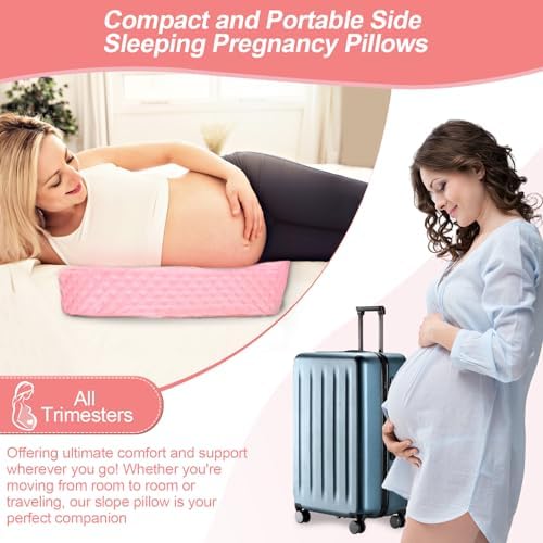 BiKontrun Pregnancy Wedge Pillow with Pink Cover