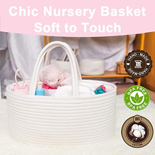ABenkle Baby Diaper Caddy with Cotton Rope Basket
