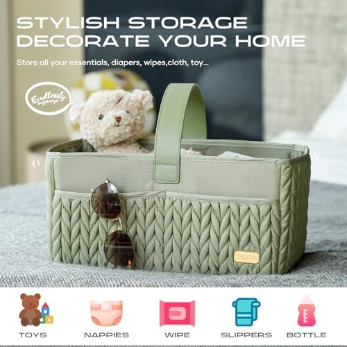 LUKJOJO Luxury Baby Diaper Caddy with Tote Bag