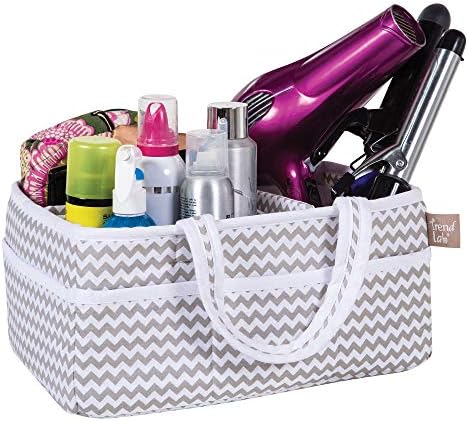 Dove Gray Chevron Storage Caddy Organizer - 12x6x8 inches