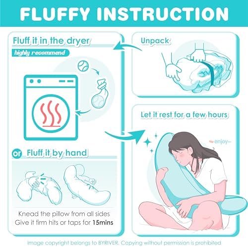 BYRIVER C Shaped Pregnancy Pillow with Cool Cotton Cover
