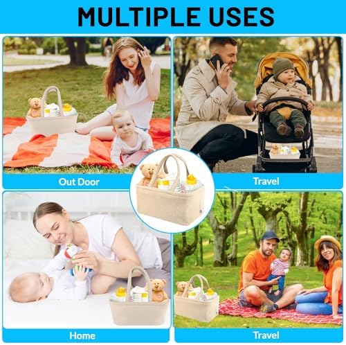 Danfe Baby Diaper Caddy Organizer Basket Storage Bag