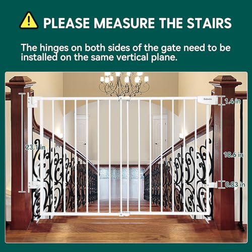 Babelio 297-465 Stair Gate with Auto Close and No Bottom Bar White