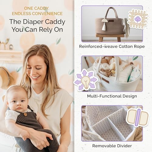 Yunioo BoHo Diaper Caddy Organizer with Tassel Brown