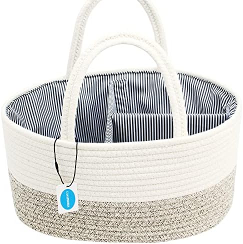Casaphoria Cotton Rope Woven Caddy Basket with Handle