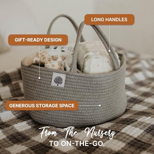 Parker Baby Rope Diaper Caddy - Gray 1