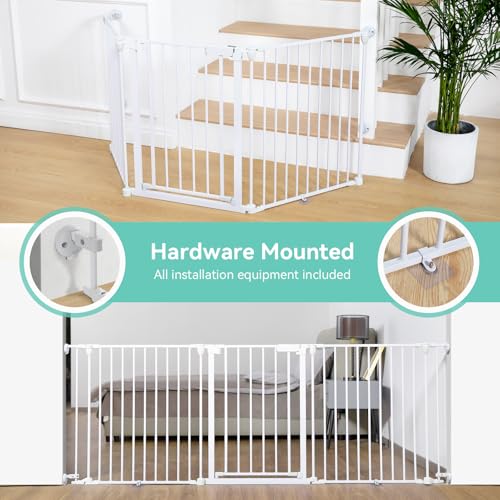 COMOMY 80 Baby Gate with Auto Close and 3 Metal Panels