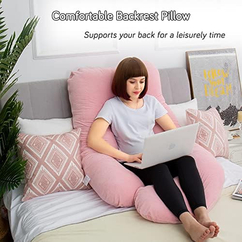 60 Inch U-Shaped Pregnancy Pillow with Velour Cover
