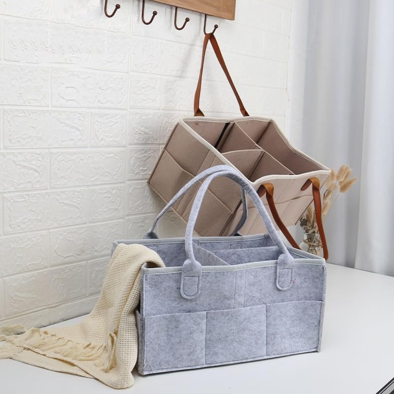 Baby Diaper Caddy - Nursery Storage Bin and Car Organizer Gray
