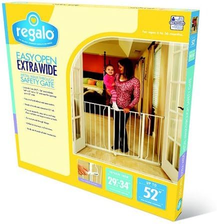 Regalo 47-Inch Super Wide Walk Thru Baby Gate with Safety Features