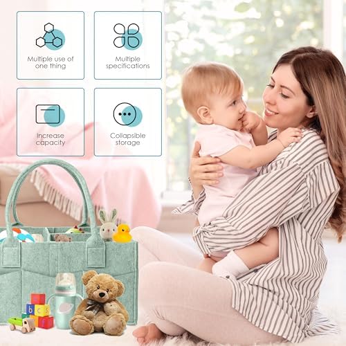 Cute Castle 2 Pack Diaper Caddy Organizer - Green Large