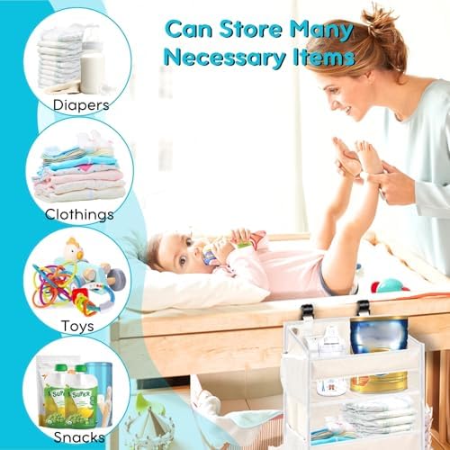 Ofiray-home Hanging Diaper Caddy 2-Tier with Mesh Pockets