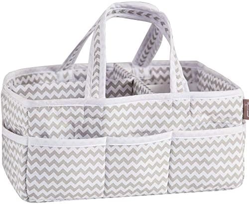 Dove Gray Chevron Storage Caddy Organizer - 12x6x8 inches