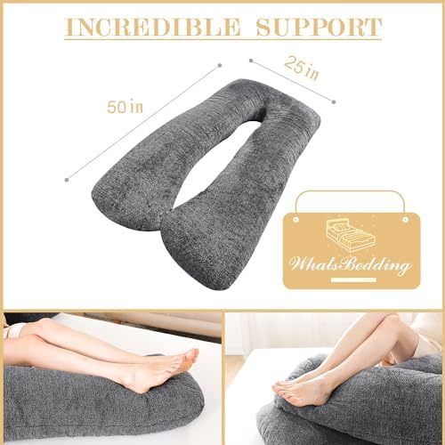 WhatsBedding U-Shaped Pregnancy Pillow for Comfort and Support