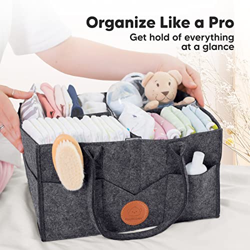 KeaBabies Diaper Caddy Organizer with 5 Pack Muslin Burp Cloths
