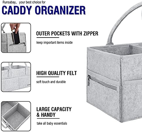 Runsabay Grey Large Diaper Caddy Organizer for Baby