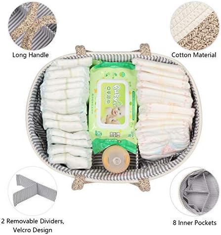 Maxgoods Baby Diaper Caddy Organizer - Cotton with Dividers and Pockets