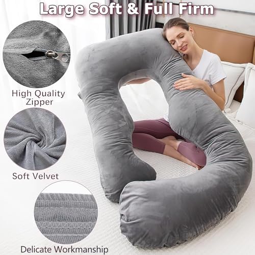 MOON PINE Pregnancy Pillow Cover U Shaped Breathable Velour Fits 55x31 Maternity Pillow