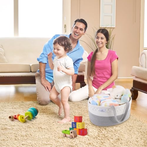 PHILORN Woven Diaper Caddy with Dividers
