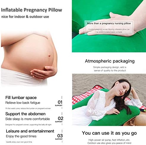 Updated 55 Inch Inflatable Pregnancy Pillow with Flocked Fabric