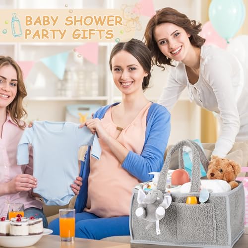 Teenyyou 2 Pcs Baby Diaper Caddy Organizers with Handle and Doll Ornament - Gray