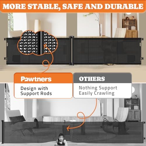 Pawtners 2-in-1 Retractable Baby Gates - Black