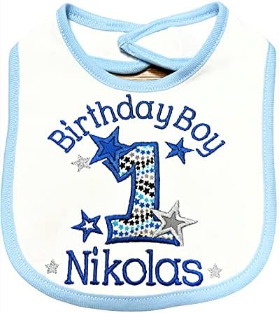 1st Birthday Bib with Baby Custom Name 1
