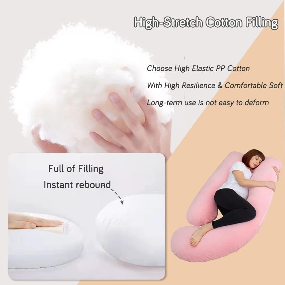 60 Inch U-Shaped Pregnancy Pillow with Velour Cover