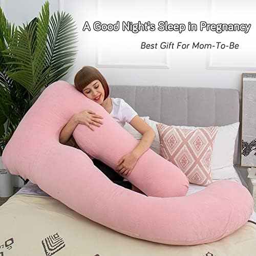 60 Inch U-Shaped Pregnancy Pillow with Velour Cover