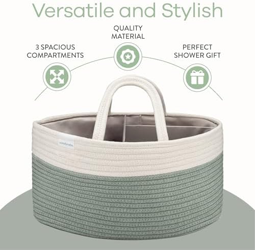 Comfy Cubs Sage Rope Diaper Caddy Organizer