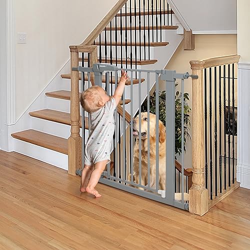 BABELIO 26-40 Inch Pressure Mount Baby Gate with Wall Protectors