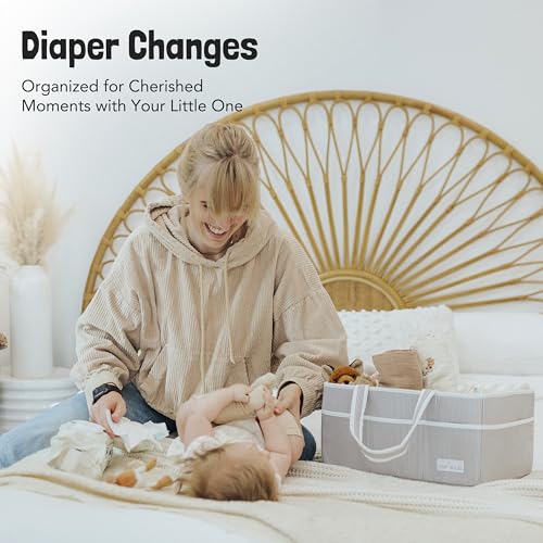 Lily Miles Large Diaper Caddy Organizer Mint Green Sand Felt