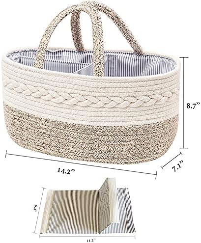 Baby Diaper Caddy Organizer Cotton Rope Woven DIY Basket